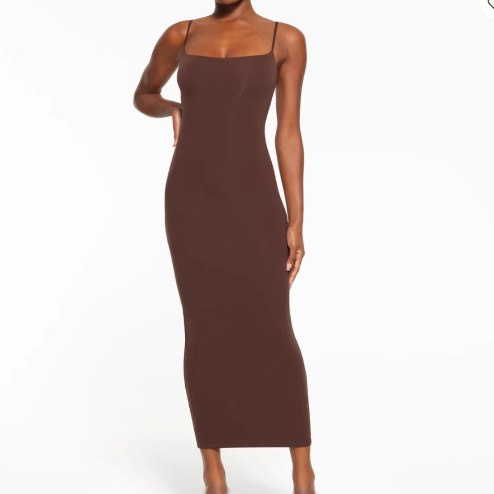 Skims Soft Lounge Long Slip Dress - Cocoa